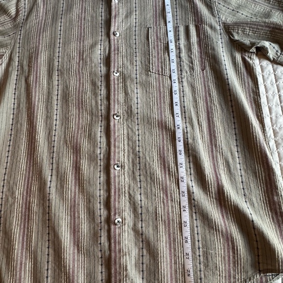 Men's Textured & Striped Button-Down Shirt - Beige and Brown - Picture 6 of 6